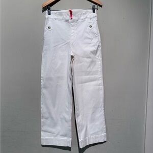 Spanx Stretch Twill Cropped Wide Leg Pant white Women M Stretch Tummy Control